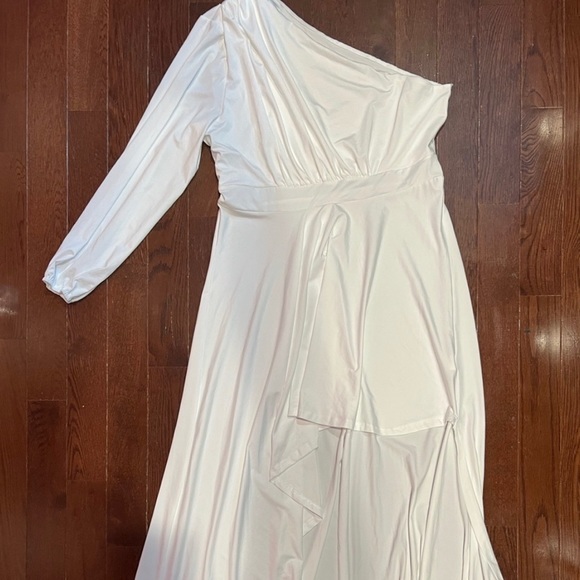 IyMoo Womens Sexy Plus Size One Shoulder Long Sleeve High Low Maxi Dress - Picture 7 of 11